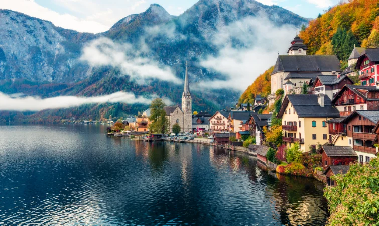 View of a city in the Austrian Alps