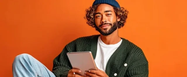 Young person working on his tablet