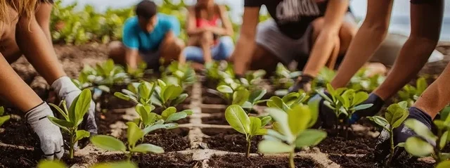People working on a vegetable field
