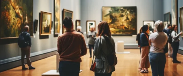 several persons visiting an art exhibition