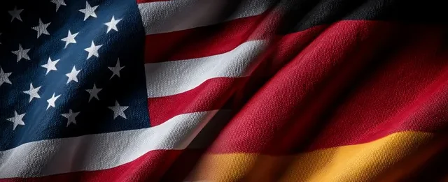 Two flags of Germany and the USA