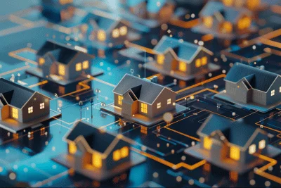 several houses in a digital environment