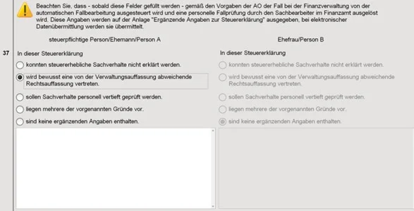 Screenshot von Kennziffer 500 aus der Einkommensteuererklärung