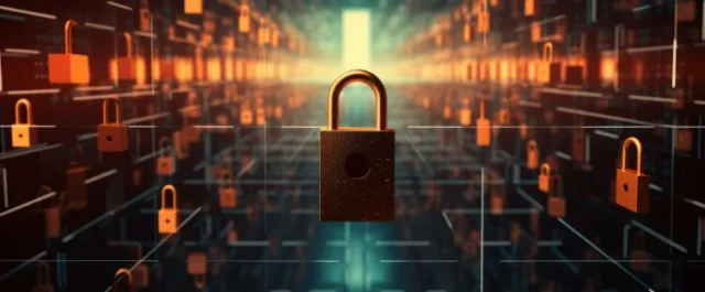 Vorhängeschlösser in einem digitalen Raum